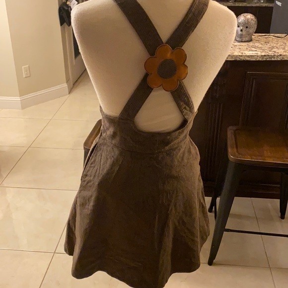 Voodoo Vixen Dresses & Skirts - Voodoo Vixen brown corduroy flower skirt suspender M